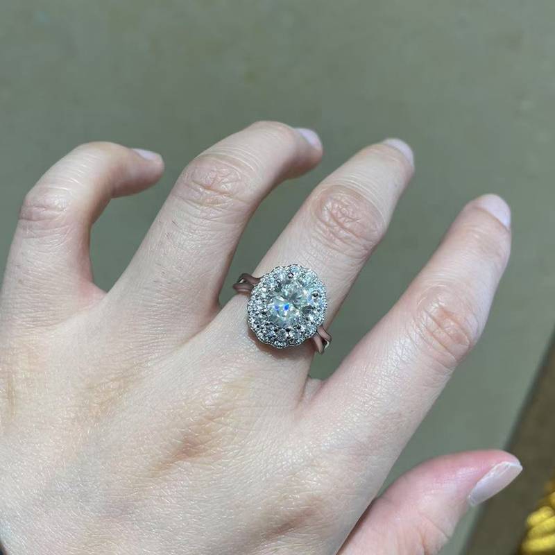 轻奢一生之约女戒S925银镀白金定制选款主石莫桑钻2.0ct/副石高碳钻